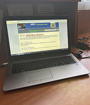 An open laptop displaying ARES information.